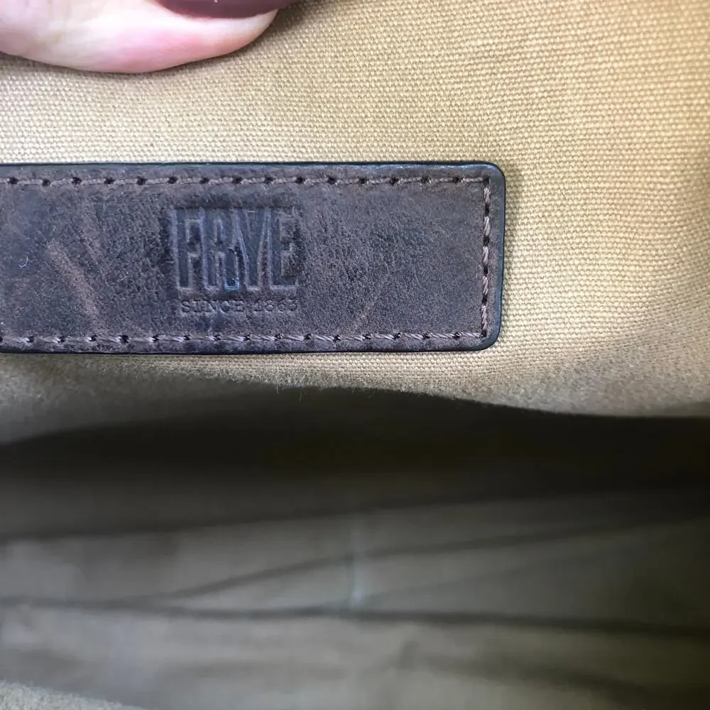 Frye Oliver Two-Handle Briefcase Messenger Bag Brown Leather